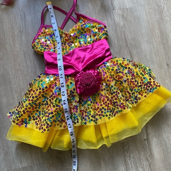 Weissman Dance Costume Sz MC Child’s M Sequin Tiered Dress Leotard Recital Tutu - Picture 3 of 7